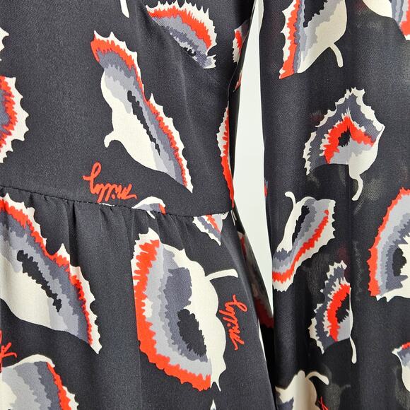 Milly Women's Poppy Floral Print Silk Black Red Dress | FLAWS | 8 - Picture 16 of 16